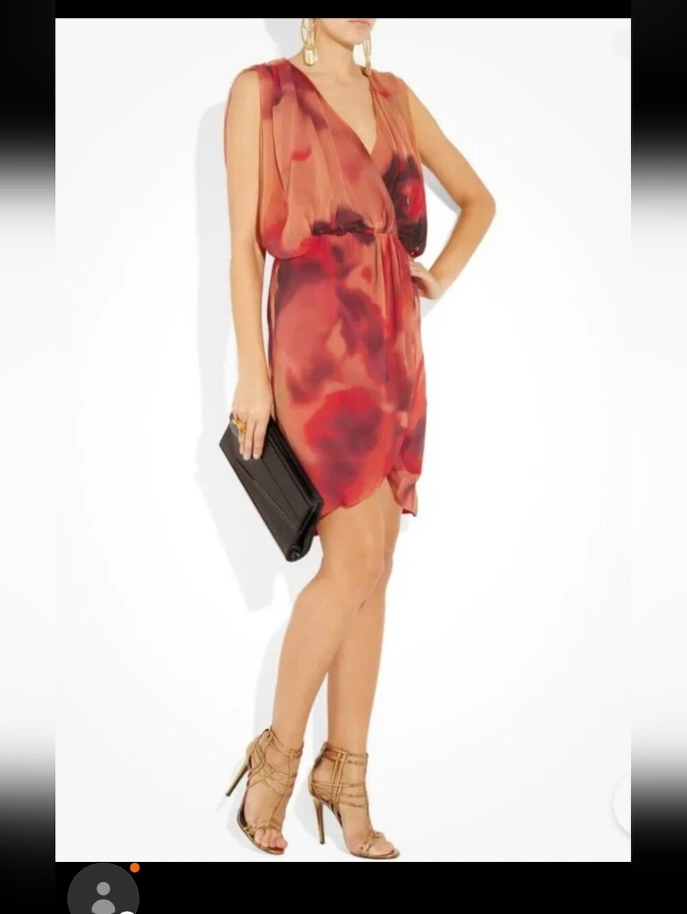 Haute Hippie Red Dress with Pink Accent 100% Silk, P2P 18"